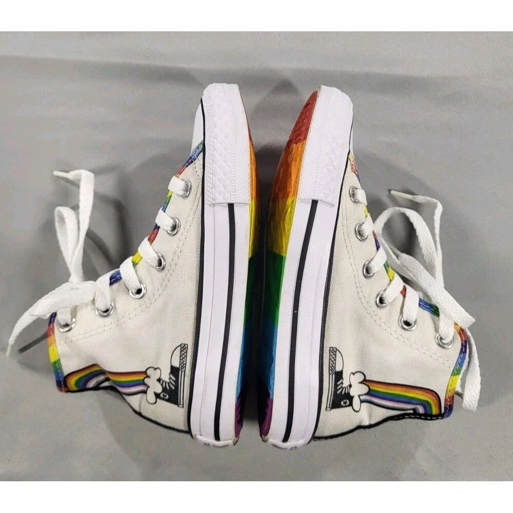 Converse Kids Pride By You Custom Rainbow High Top Sneakers - Size 10.5